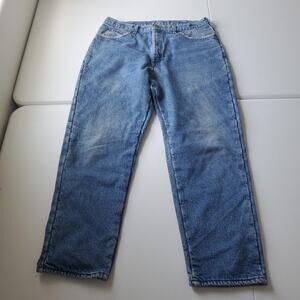 L.L.Bean Jeans Mens 34x28 Blue Fleece Lined Insulated Relaxed Straight Winter